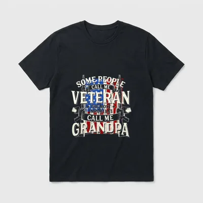 Grandpa Veteran Patriotic Veterans T-Shirt – Classic T-Shirt in Black
