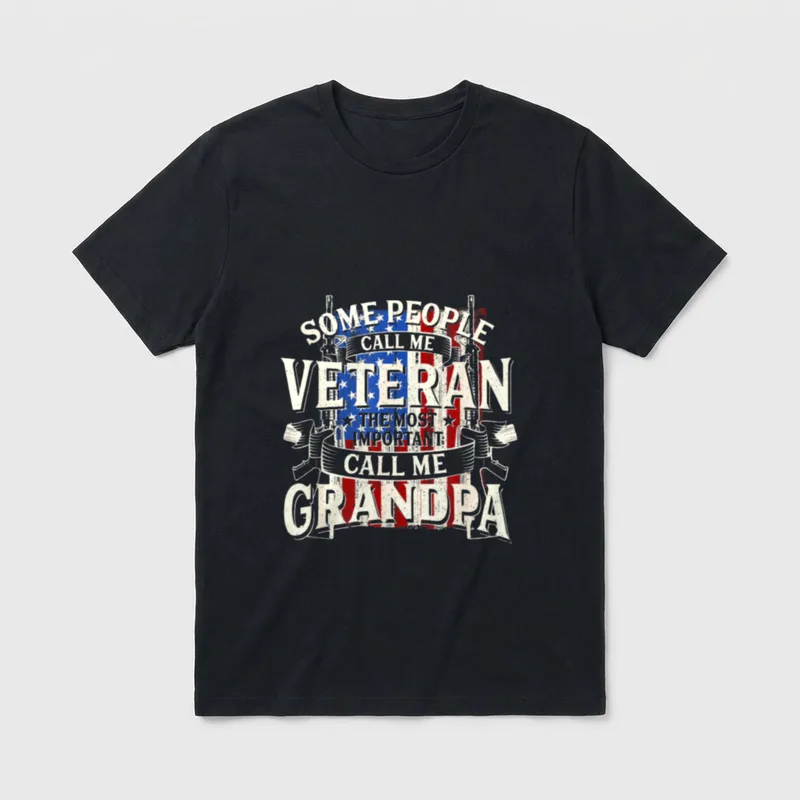Grandpa Veteran Patriotic Veterans T-Shirt – Classic T-Shirt in Black