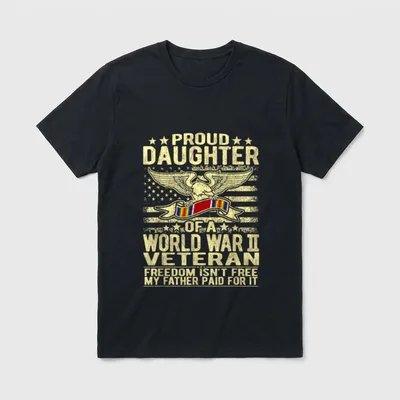 Military Family Daughter WWII Veteran T-Shirt – Classic T-Shirt in Black