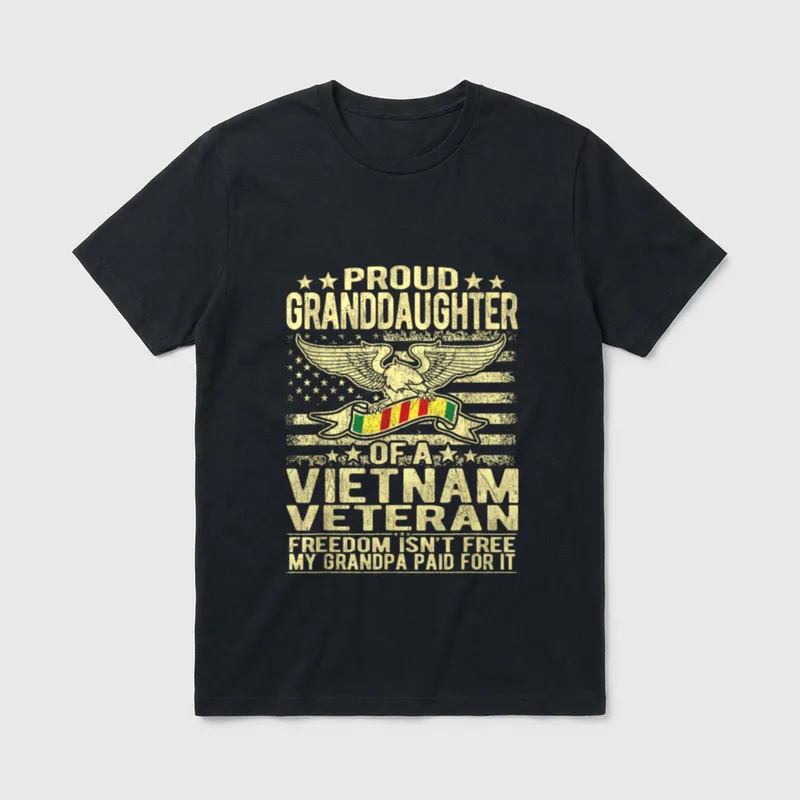 Proud Military Family Granddaughter T-Shirt – Classic T-Shirt in Black