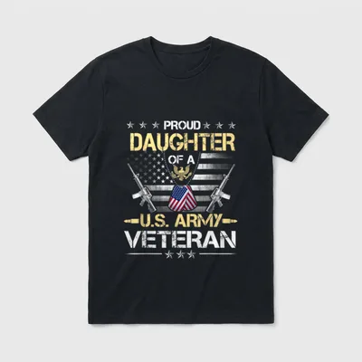 Army Veteran Daughter Flag T-Shirt – Classic T-Shirt in Black