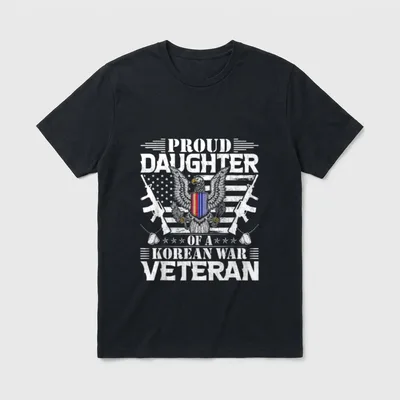 Veteran Family Pride T-Shirt – Proud Daughter of a Korean War Veteran with eagle emblem – Classic T-Shirt in Black