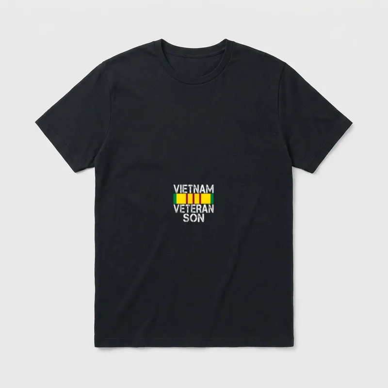 Military Son Veteran Pride T-Shirt – Vietnam Veteran Son with service ribbon – Classic T-Shirt in Black