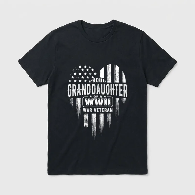 Proud Granddaughter WWII Vet T-Shirt – Classic T-Shirt in Black