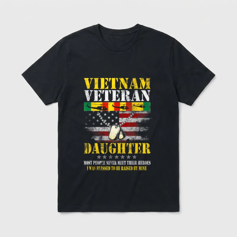 Vietnam Veteran Daughter Raised Veterans T-Shirt – Classic T-Shirt in Black