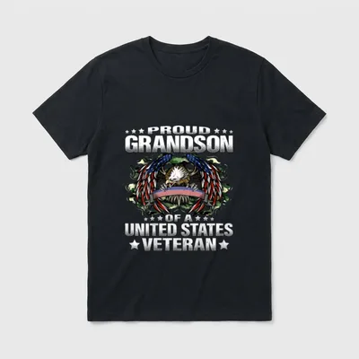 Proud Grandson Veteran T-Shirt – Classic T-Shirt in Black