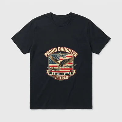 WWII Veteran's Daughter American Flag T-Shirt – Classic T-Shirt in Black