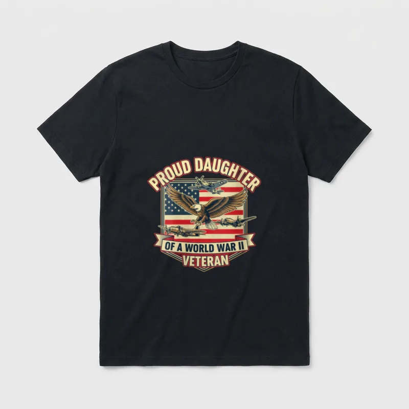 WWII Veteran's Daughter American Flag T-Shirt – Classic T-Shirt in Black