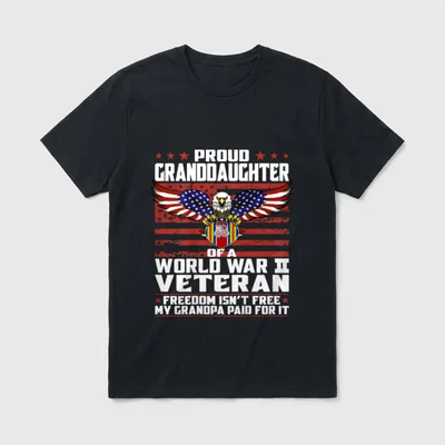Military Family Granddaughter WWII Veteran T-Shirt – Classic T-Shirt in Black