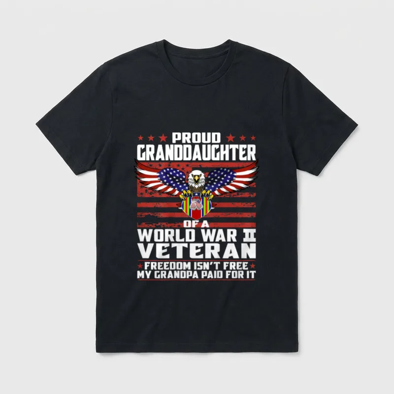 Military Family Granddaughter WWII Veteran T-Shirt – Classic T-Shirt in Black