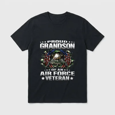Proud Grandson Air Force Veteran T-Shirt – Classic T-Shirt in Black