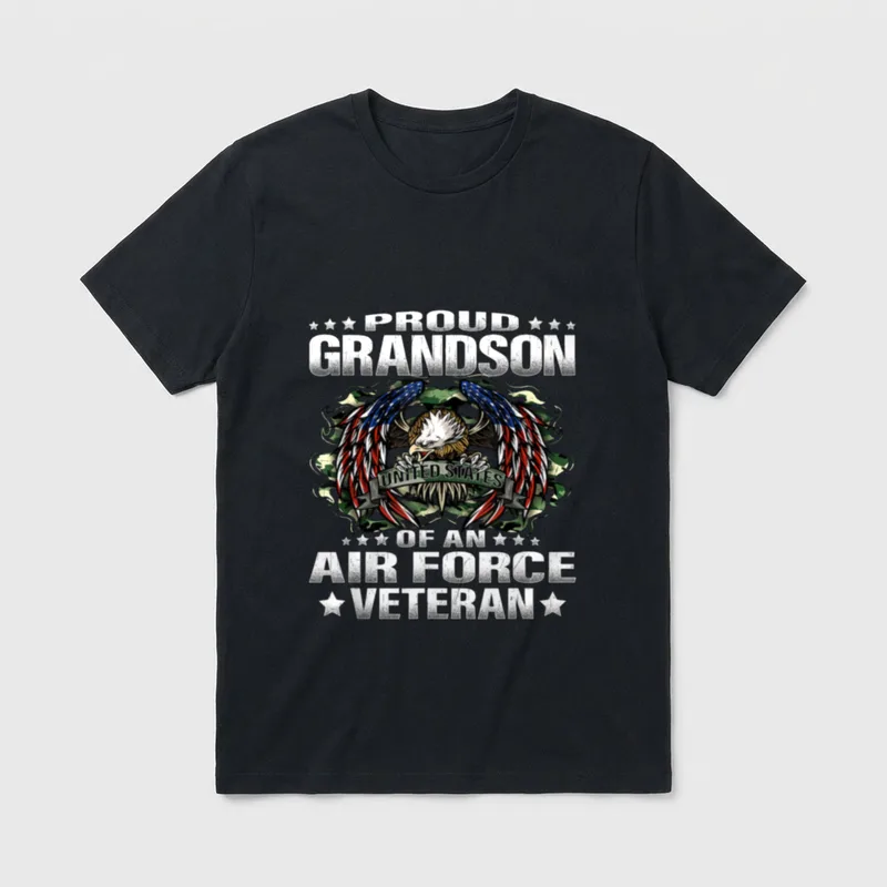 Proud Grandson Air Force Veteran T-Shirt – Classic T-Shirt in Black