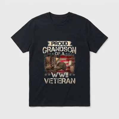 Proud Grandson WW2 Veteran T-Shirt – Classic T-Shirt in Black