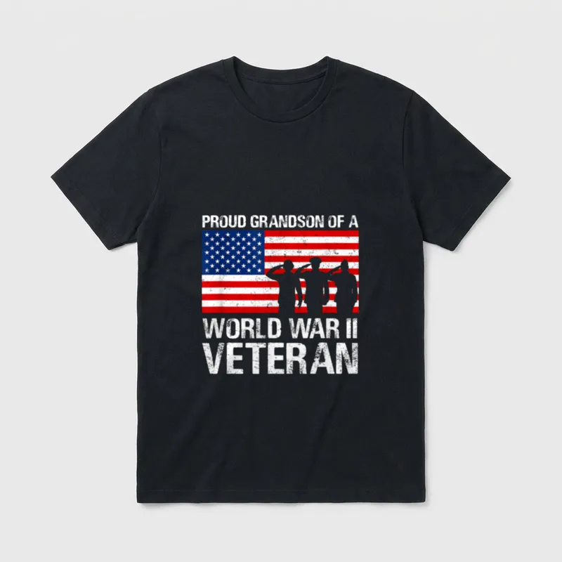 Proud Grandson WWII Veteran T-Shirt – Classic T-Shirt in Black