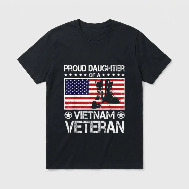 Veteran Daughter US Flag T-Shirt – Classic T-Shirt in Black