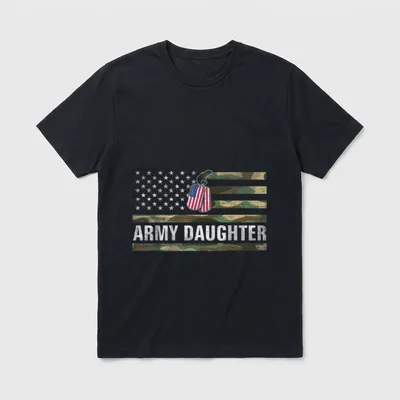 Army Daughter American Flag T-Shirt – Classic T-Shirt in Black