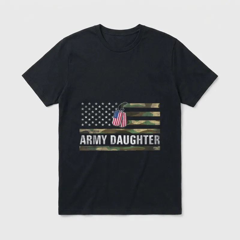 Army Daughter American Flag T-Shirt – Classic T-Shirt in Black