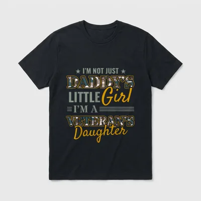Military Daughter Independence Day T-Shirt – Daddy's Little Girl I'm A Veteran's Daughter – Classic T-Shirt in Black