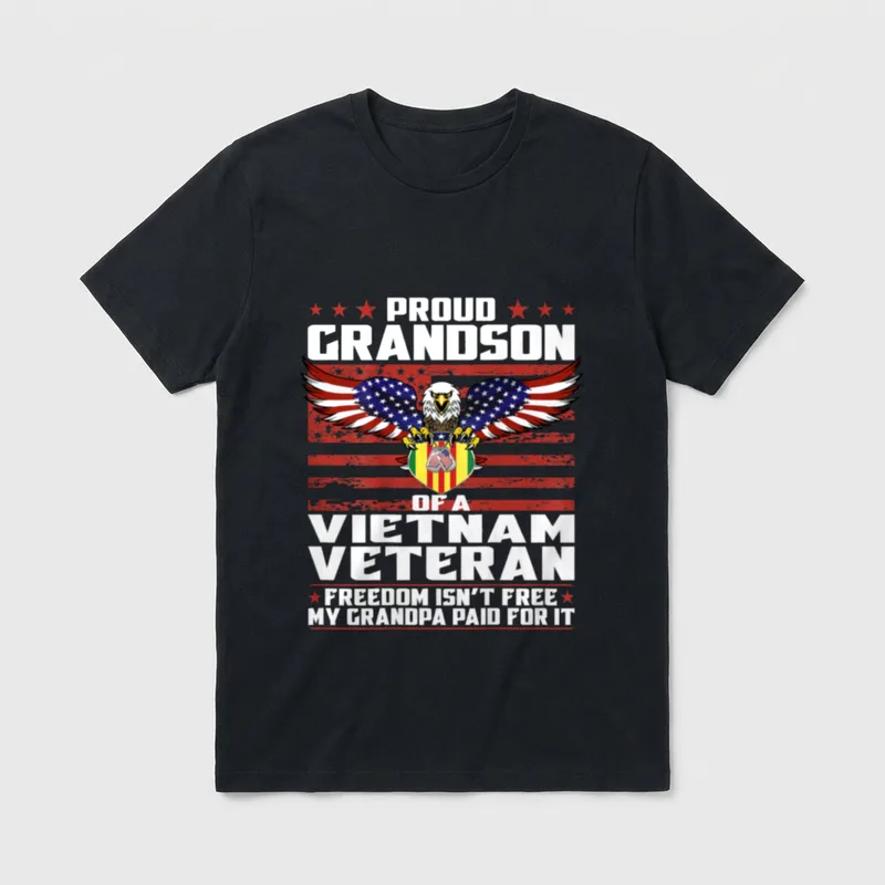 Grandson Veteran Support Ribbon T-Shirt – Classic T-Shirt in Black
