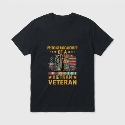 Granddaughter Veteran Patriotic T-Shirt – Classic T-Shirt in Black