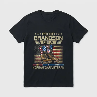 Korean War Veteran Grandson T-Shirt – Classic T-Shirt in Black