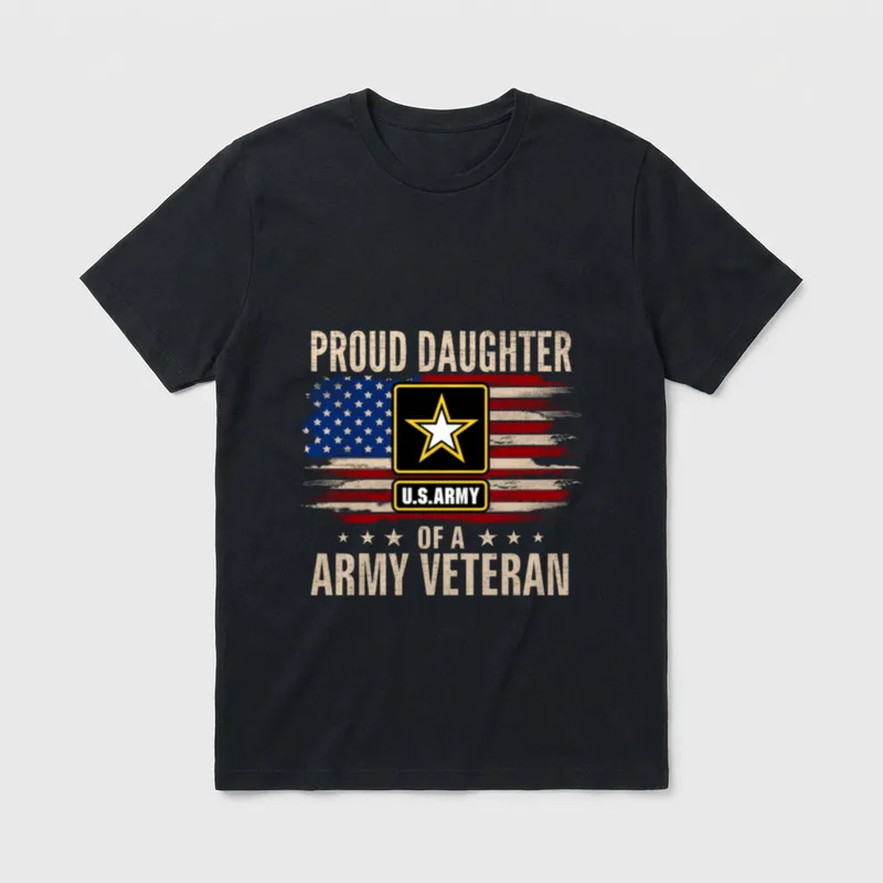 Military Daughter American Flag T-Shirt – Classic T-Shirt in Black