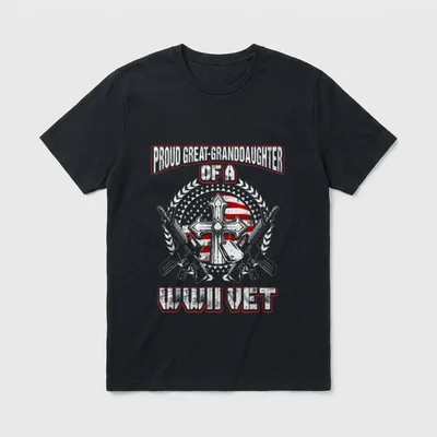 WWII Veteran Great Granddaughter T-Shirt – Classic T-Shirt in Black