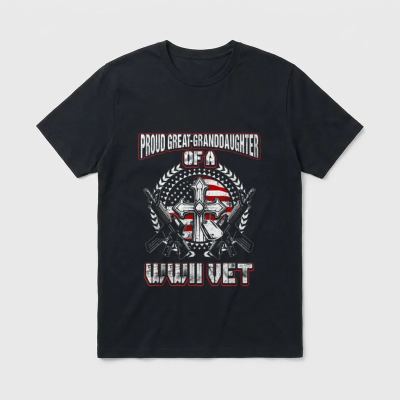 WWII Veteran Great Granddaughter T-Shirt – Classic T-Shirt in Black