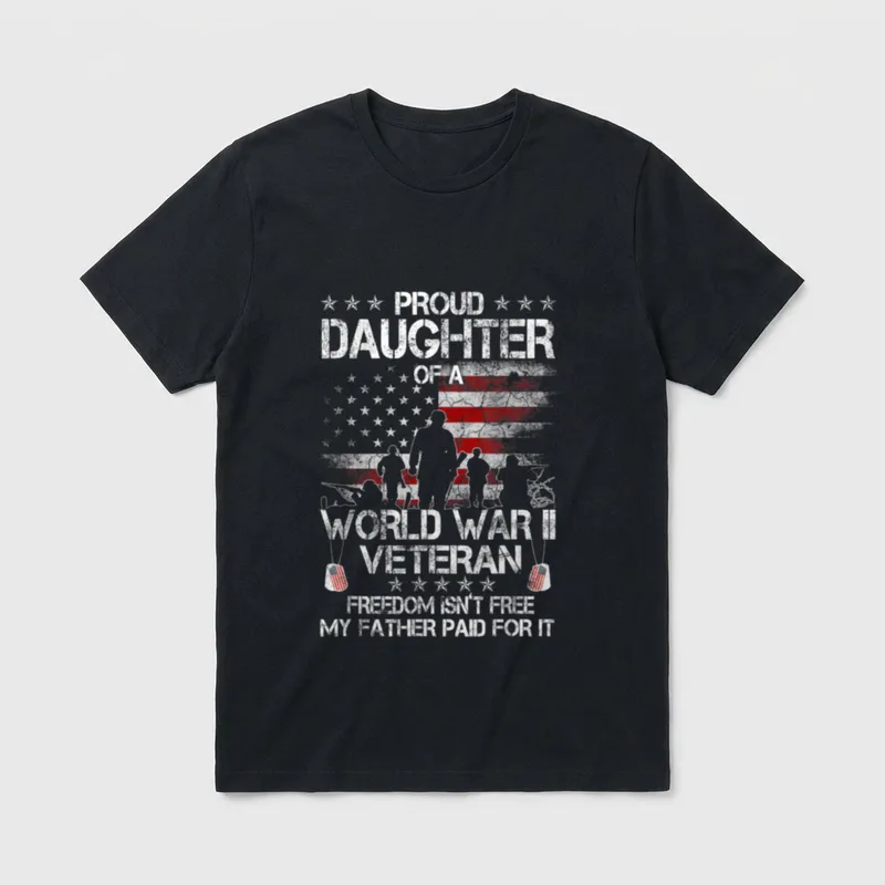 Daughter of WWII Veteran T-Shirt – Classic T-Shirt in Black