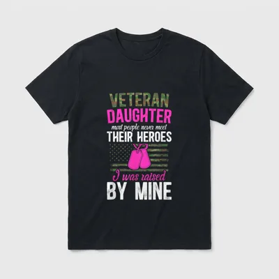 Veteran Daughter American Flag Daughter T-Shirt – Classic T-Shirt in Black