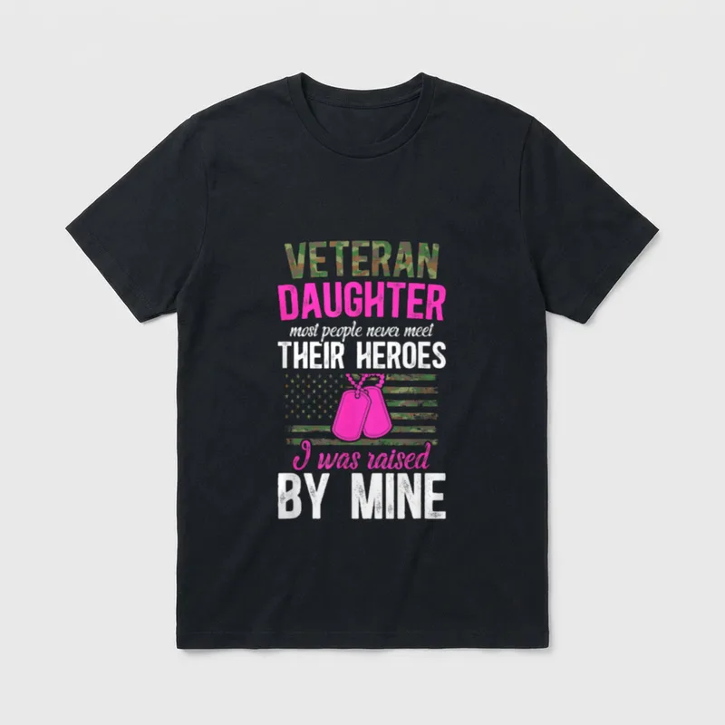 Veteran Daughter American Flag Daughter T-Shirt – Classic T-Shirt in Black