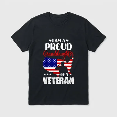 Proud Granddaughter Of A Veteran T-Shirt – Classic T-Shirt in Black