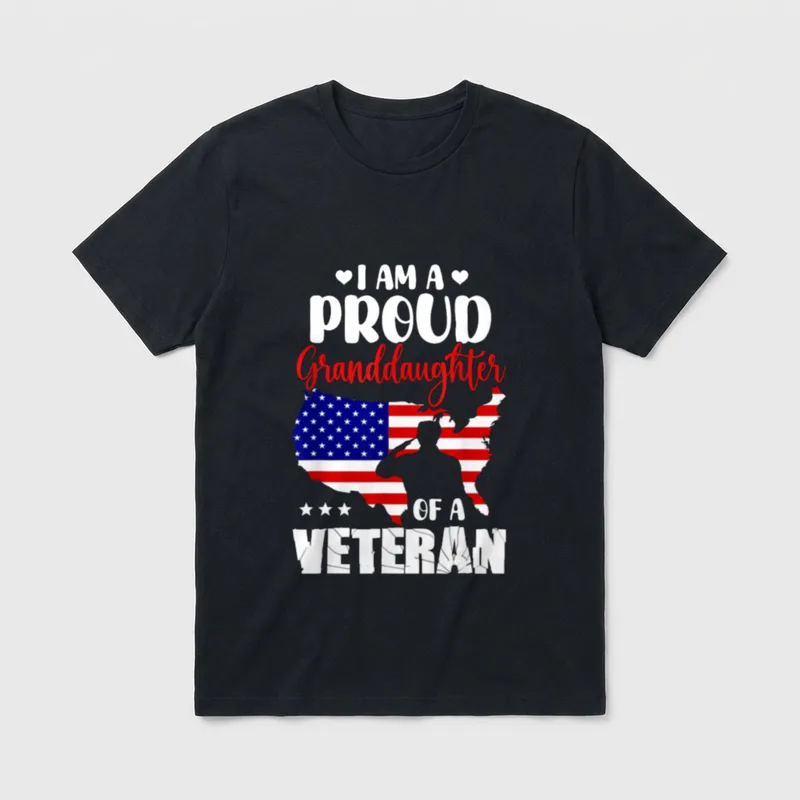 Proud Granddaughter Of A Veteran T-Shirt – Classic T-Shirt in Black