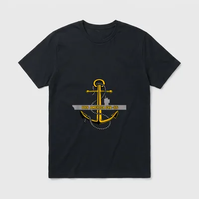 America CVA-66 Veterans Day Dad Son T-Shirt – USS AMERICA CVA-66 with anchor emblem and rope – Classic T-Shirt in Black