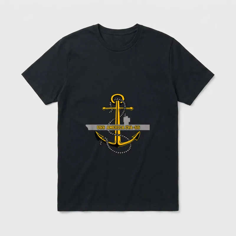 America CVA-66 Veterans Day Dad Son T-Shirt – USS AMERICA CVA-66 with anchor emblem and rope – Classic T-Shirt in Black