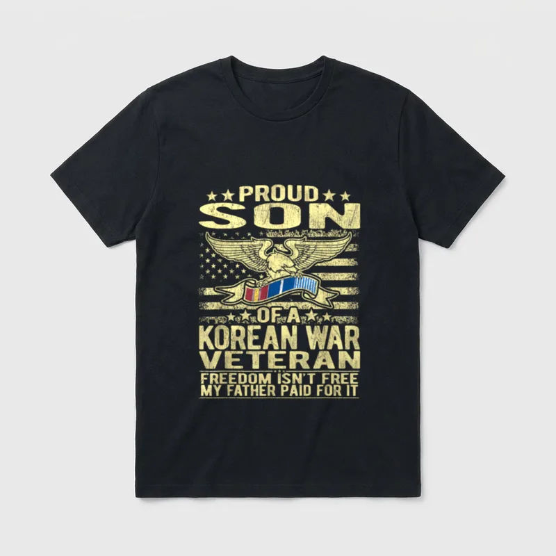 Son of a Korean War Freedom T-Shirt – Proud Son of a Korean War Veteran with freedom message – Classic T-Shirt in Black