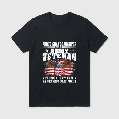 Proud Granddaughter of an Army Veteran T-Shirt – Classic T-Shirt in Black