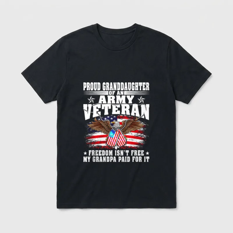 Proud Granddaughter of an Army Veteran T-Shirt – Classic T-Shirt in Black