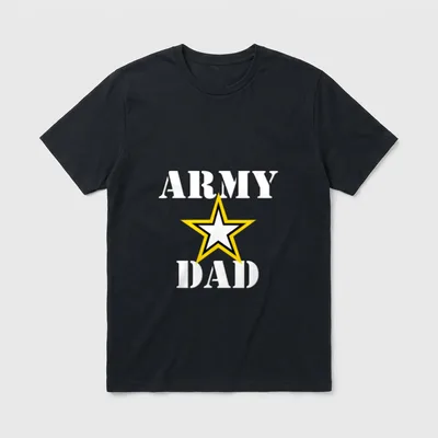 Future U S Veteran T-Shirt – Army Dad text with yellow and white star emblem – Classic T-Shirt in Black