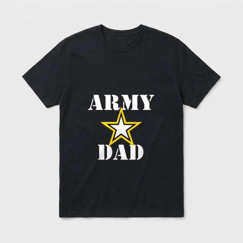 Future U S Veteran T-Shirt – Army Dad text with yellow and white star emblem – Classic T-Shirt in Black