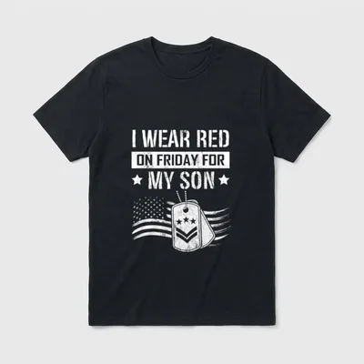 Red on Fridays for My Son T-Shirt – Classic T-Shirt in Black