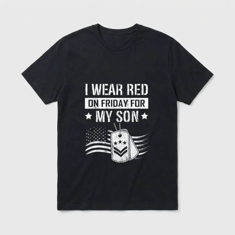 Red on Fridays for My Son T-Shirt – Classic T-Shirt in Black