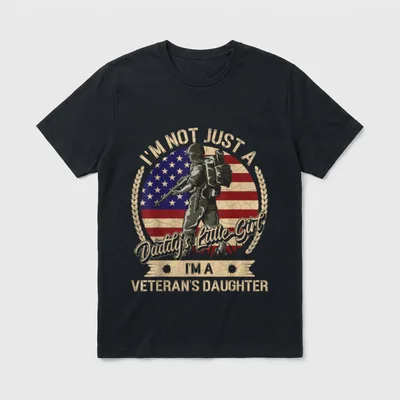 Daddy's Little Girl Veteran's Daughter Patriotic T-Shirt – Classic T-Shirt in Black