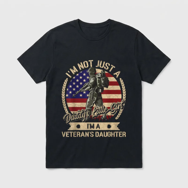 Daddy's Little Girl Veteran's Daughter Patriotic T-Shirt – Classic T-Shirt in Black
