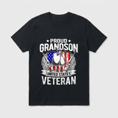 Proud Grandson of US Veteran T-Shirt – Classic T-Shirt in Black