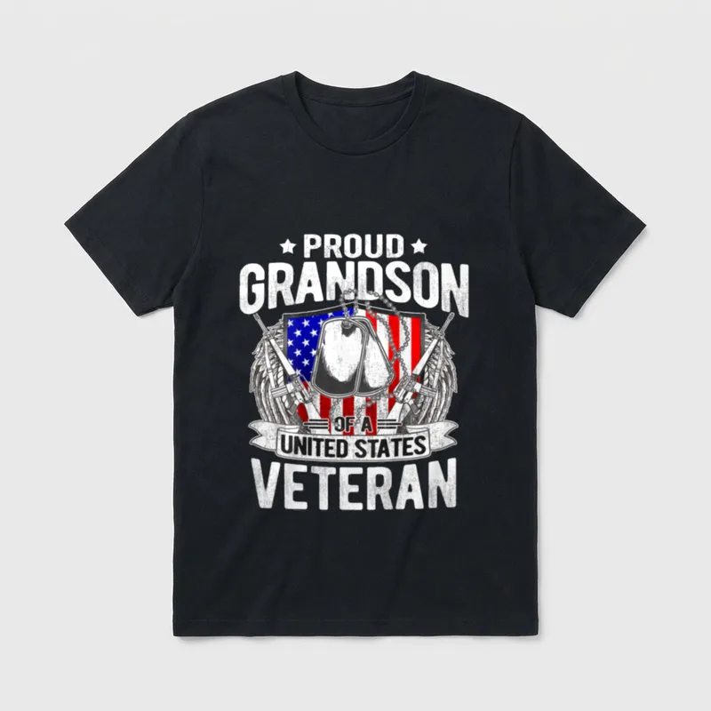 Proud Grandson of US Veteran T-Shirt – Classic T-Shirt in Black