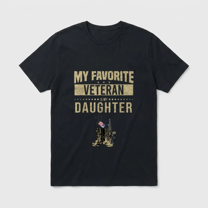 My Favorite Veteran Is Daughter American T-Shirt – Classic T-Shirt in Black