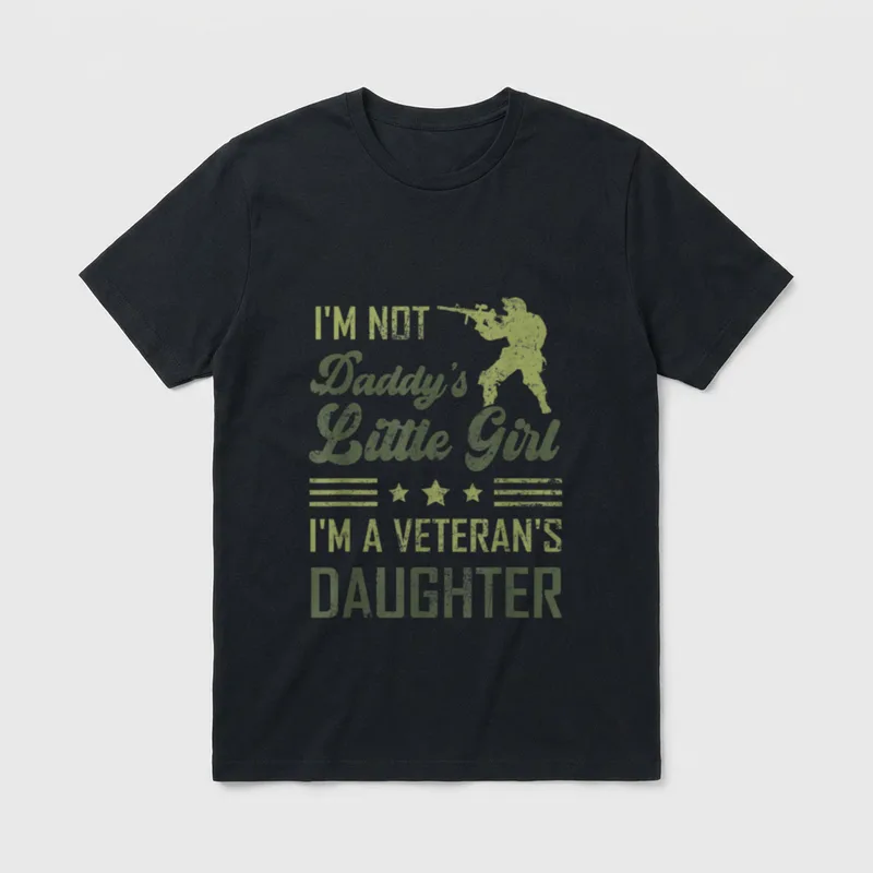 Patriotic American Veterans Daughter USA Military T-Shirt – Classic T-Shirt in Black