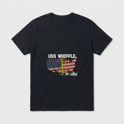 USS Whipple FF-1062 Frigate Veterans Son T-Shirt – USS WHIPPLE FF-1062 anchor on US flag map – Classic T-Shirt in Black