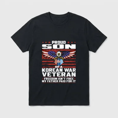 Son of a Korean War Isn T-Shirt – Proud Son of a Korean War Veteran eagle and dog tags graphic – Classic T-Shirt in Black